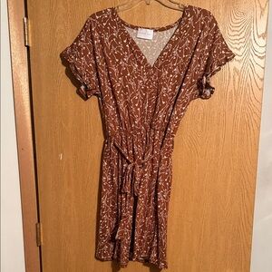 French Grey Brown and White Mini Dress